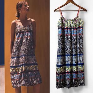 Anthropologie Cosima One September Boho Embroidered Sleeveless Midi Dress XS